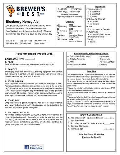 Brewer's Best - 1073 - Home Brew Beer Ingredient Kit (5 gallon), (Blueberry Honey Ale) Golden
