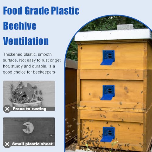 Bee Hive Entrance Gates, 8 Pcs Open and Close Beekeeping Entrance Reducer, Blue Beehive Ventilation Window, Plastic Bee Hive Entrance Disk Gate Hive Beehive Kit - color: Blue