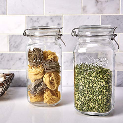 Mason Craft & More Airtight Kitchen Food Storage Clear Glass Clamp Jars, 67 Ounce (2 Liter) Large Clamp Jar - size: 67 ounce (2 liter) Large Jar - Pack of 1
