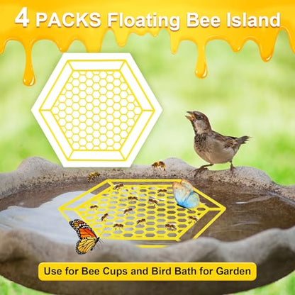 4 Pack Floating Bee Island, 7.1 Inch Bee Watering Station, Bee Bath Bee Drinking Station Bee Waterer and Butterfly Water Stations Butterfly Feeders for Outdoors Thirsty Pollinators Feeding - color: Yellow-4Pc