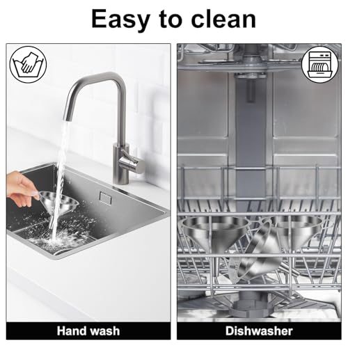 14 Pack Stainless Steel Funnels with 6 Fine Mesh Strainers, 4 Sizes 2.2-5.9 Inches Food Grade 304 Metal Kitchen Funnel Set for Filling Bottles, Oil, Jam, Juice, Wine, Milk, Powder, Canning - color: Silver 14pcs
