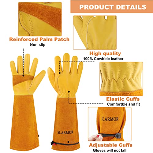 Long Gardening-Gloves Women/Men-Thorn proof Rose Pruning Heavy Duty Gauntlet-XL - color: Yellow, size: X-Large (Pack of 1)