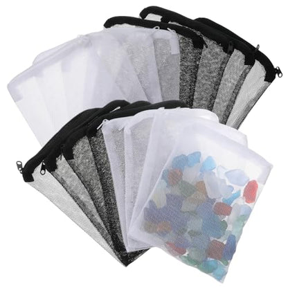 24 Pcs Mesh Bag for Aquarium Media, Aquarium Filter Media Bags | Bags Extra Fine 6.10×7.87 Inches With Zipper for Fish Tank Ceramic Rings Bio Balls(Black, White)