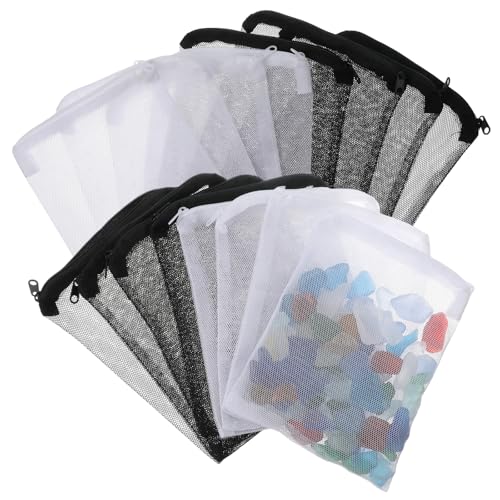 24 Pcs Mesh Bag for Aquarium Media, Aquarium Filter Media Bags | Bags Extra Fine 6.10×7.87 Inches With Zipper for Fish Tank Ceramic Rings Bio Balls(Black, White)