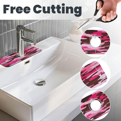 Pink Camo Faucet Mat For Kitchen Sink, Absorbent Countertop Protector, Quick Dry Sink Splash Guard Pad, Waterproof Draining Mat 15" X 5.5" - color: Style 5