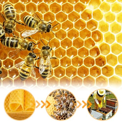 Beeswax Sheets 30Pcs Beeswax Foundation Sheets 5.2x3.5'' Wax Foundation for Bee Frames Natural Honeycomb Sheets Beeswax Sheets for Candle Making Beekeeping Supplies Bottom Boards