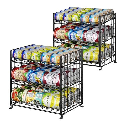 JKsmart 3-Tier Stackable Can Organizer, Storage Can Rack for Kitchen Pantry Cabinet, Holds Up to 72 Cans, Multifunctional Can Dispenser for Snacks Soda - size: 3 Tier-2 Pack