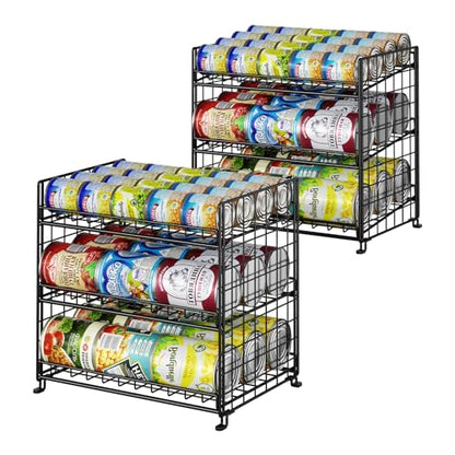 JKsmart 3-Tier Stackable Can Organizer, Storage Can Rack for Kitchen Pantry Cabinet, Holds Up to 72 Cans, Multifunctional Can Dispenser for Snacks Soda - size: 3 Tier-2 Pack
