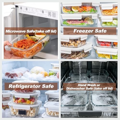 17PCS Vacuum Food Storage Containers Set with Electric Pump, 6 Borosilicate Glass Meal Prep Containers & 10 Reusable Vacuum Sealer Bags, BPA-Free for Meal Prep, Marinating & Sous Vide