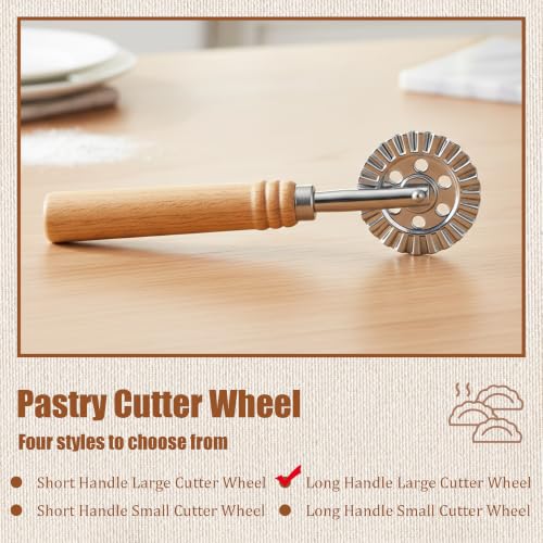 Long Handle Large Cutter Wheel - Exquisite Wooden Handle, Perfect for Pasta, Pizza, Ravioli, Pastry,Cookie - Versatile Crinkle and Biscuit Cutter for Effortless Slicing - color: Long Handle Large Cutter Wheel