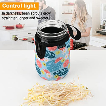 Beautyflier Mason Jars 32oz Wide Mouth Sleeve Regular Mouth Mason Jars Insulators Drinking Glass Coolers Sprouting Jars Blackout Sleeve (Flower & Leaf) - color: Flower & Leaf