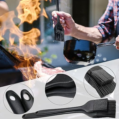 4 Pack Pastry Brush-Basting Brush Pastry Brushes for Baking, Silicone Basting Brush, Basting Oil Brush with Boar Bristles and Beech Hardwood Handles for Kitchen, Grilling and Spreading Oil, BBQ Sauce