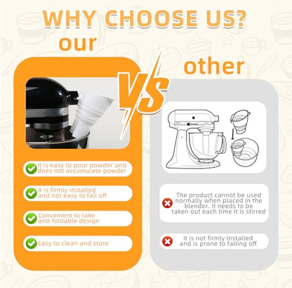 1PC Silicone Flour Funnel for Kitchen Aid Mixer,Foldable Wide-Mouth Design,Anti-Clog and Splash-Proof,Easy to Pour,Suitable for KitchenAid Artisan KSM150 5-Quart Tilt-Head Mixer,Dishwasher-Safe - color: 1Pack