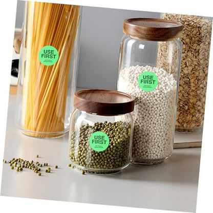 1 Roll Light Green Permanent Adhesive Food Inventory Control Labels Accurate Food Labeling Stickers for Restaurant Canning Use for Refrigerator Safety Management