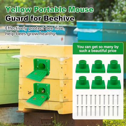 Bee Hive Entrance Reducer, 6 Pack Plastic Beehive Entrance Reducer,Green Square Beehive Travel Gate, Portable Bee Hive Mouse Guard, Bee Hive Ventilation Window,Year Around Beekeeping Supplies Tools - color: Green-6pcs
