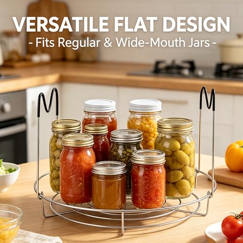 Canning Rack for Water Bath Canne Premium Stainless Steel with Heat Resistant Silicone Handles & Safe Jar Lifter