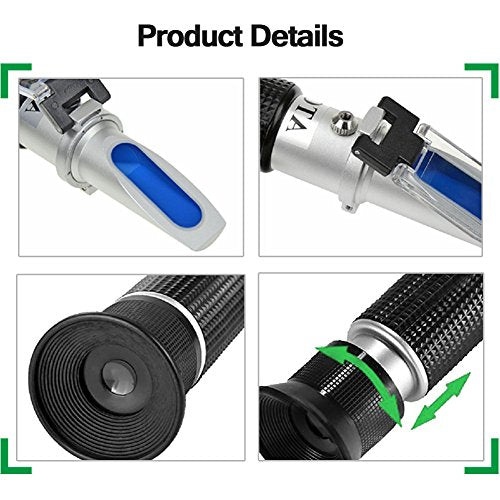 Refractometer for Grape Wine Brewing, Measuring Sugar Content in Original Grape Juice and Predicting The Wine Alcohol Degree, Dual Scale of 0-40% Brix & 0-25% vol Alcohol, Wine Making Kit