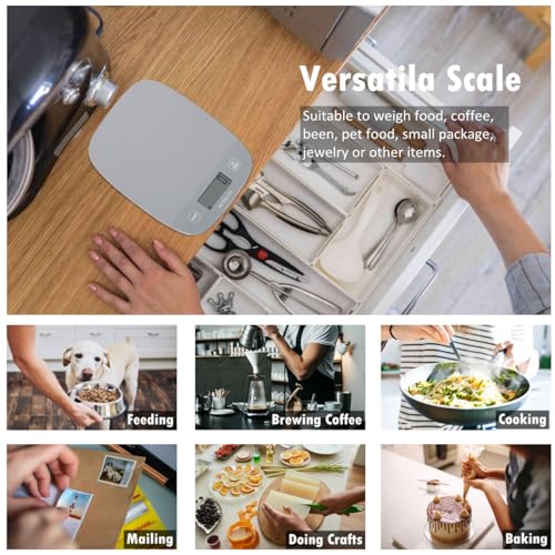 NUTRI FIT Food Scale Kitchen Scales Digital Weight Grams and Ounces for Baking Cooking, Weighing Scale Portion Control, Max 11lb 1g Increment 6 Units Smart Tare Hanging Storage, Gray - color: Cool Gray