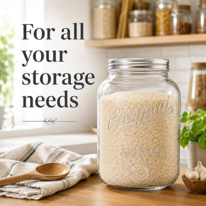 Large 2 Gallon Glass Jar with Airtight Lid, Mason Jar Extra Wide Mouth for Flour Sugar Food Storage Containers, Canning Jars for Bulk Sun Tea, Kombucha, Cookie, Pickle, Fermenting Canisters