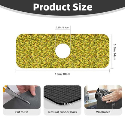 Cheese Faucet Mat For Kitchen Sink, Absorbent Countertop Protector, Quick Dry Sink Splash Guard Pad, Waterproof Draining Mat 15" X 5.5" - color: Style 10