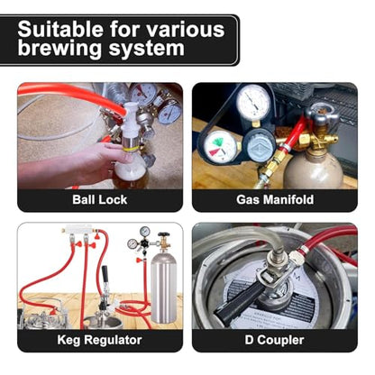 10 Ft Beer CO2 Gas Line CO2 Tubing - ID 5/16" Beer CO2 Dispensing Brewing Line with 4 PCS Hose Clamps Red PVC Tubing for Ball Lock，Gas Manifold，Keg Regulator - size: 10Ft Gas Line