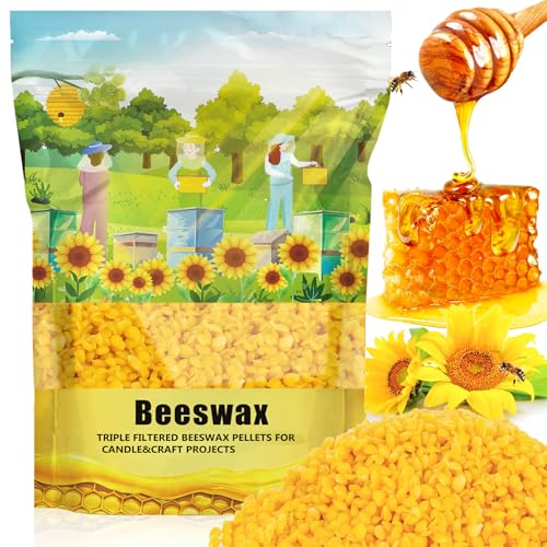 CARGEN Yellow Beeswax Pellets- 430g (0.95lb) Beeswax Pellets Triple-Filtered Natural Bees Wax Cosmetic Grade Bee Wax for DIY Candles Skin Care Lip Balm Soap | Cosmetic Grade Bee Wax for DIY Candle Making, Lip Balm, Soap Making, Skin Care, Crafts, Aromathe