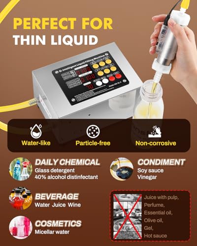 Liquid Filling Machine 1-100 Fl Oz Bottle Filler Machine with Handheld Control Switch Intelligent Control Ports Diaphragm Pump Digital Control for Wine, Essence, Glass Detergent