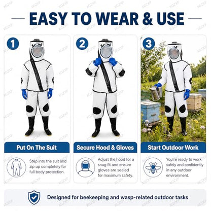 Beekeeping Suit with Electric Fan, Wasps Protective Clothing with Shoes and Glove, Fan Protective Onesie, Thick Full Body Clothing, for Backyard Professional and Beginner Beekeepers - size: X-Large