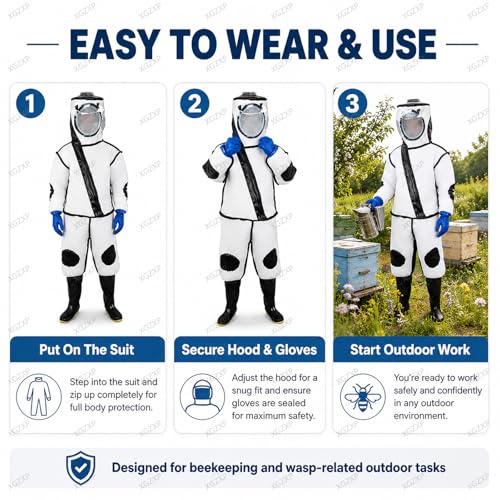 Beekeeping Suit with Electric Fan, Wasps Protective Clothing with Shoes and Glove, Fan Protective Onesie, Thick Full Body Clothing, for Backyard Professional and Beginner Beekeepers - size: Large