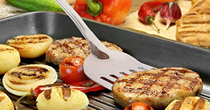 Zulay Kitchen Stainless Steel Spatula - 14.8” Heat-Resistant Metal Slotted Turner for Cooking, Frying & Grilling - Durable, Rust-Proof & Dishwasher Safe Kitchen Utensil for Everyday Use - size: Slotted Turner