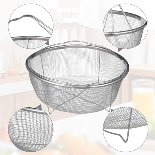 Unomor 9" Stainless Steel Fryer Basket – Mesh Deep Fry Strainer with Handle & Feet for Oil Draining, Steaming Veggies, Pasta, Eggs; Round Wire Insert Fits Most Pots for Home & Party Cooking