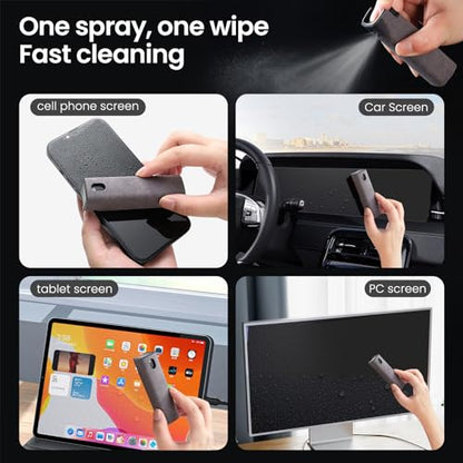 Screen Cleaner, Touch Screen Mist Cleaner, Cell Phone, Laptop and Tablet Screen, 3-in-1 Spray and Microfiber Cloth, Refillable with Water, Alcohol, Sanitizer (Pink -0.35oz) - color: Pink
