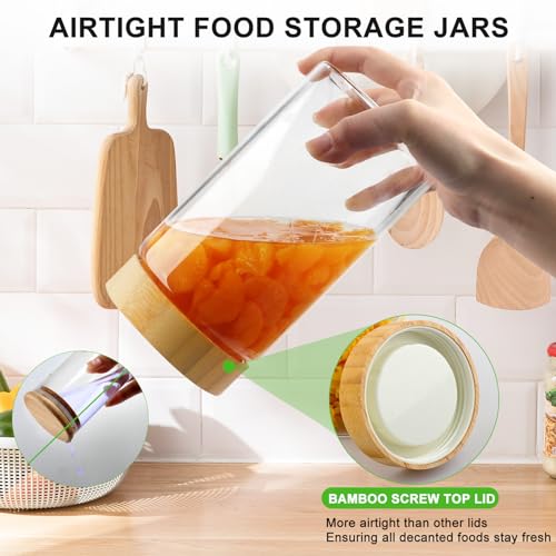 AISIPRIN Airtight Glass Jar with Lid, Glass Storage Containers with Screw On Bamboo Lids, for Cookie, Pasta, Cereal Storage Containers, 5Pcs 80oz 50oz 27oz Canisters Sets for the Kitchen - size: 5 jars: 80oz, 50oz, 27oz