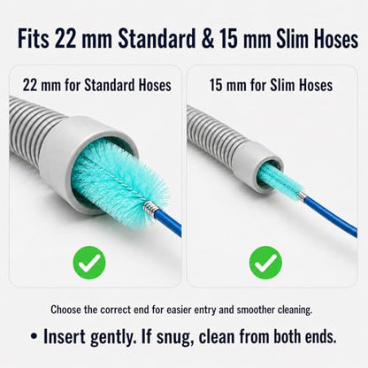 CPAP Cleaning Brush Set, 78.7 in Dual-Ended CPAP Hose Brush for 22 mm & 15 mm Tubing, Tube Cleaning Brush & Hose Cleaner Brush with Detail Brush for Mask - color: White