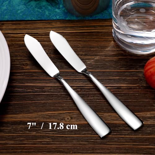 KEAWELL Premium 4-Piece 7" Louis Butter Knives, 18/10 Stainless Steel, Dishwasher Safe (Silver, Louis)