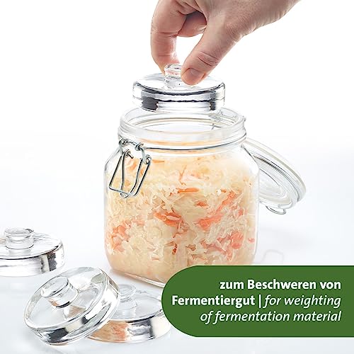 Westmark Fermentation Weights - Fermentation Set of 4 Fermentation Weights for Fermentation, Glass Weights in Two Sizes, Accessories for Fermentation - Glass, Diameter 7 cm, Pack of 4 - size: Ø 7 cm