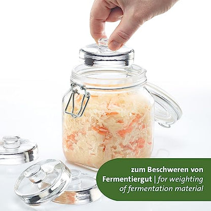Westmark Fermentation Weights - Fermentation Set of 4 Fermentation Weights for Fermentation, Glass Weights in Two Sizes, Accessories for Fermentation - Glass, Diameter 7 cm, Pack of 4 - size: Ø 7 cm