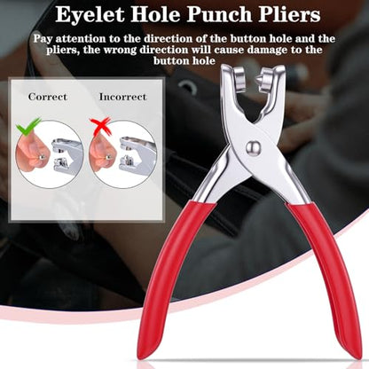 Honoson 1/4 Inch Grommet Tool Kit Eyelet Plier Set Hole Punch Grommet Hand Press Pliers with 200 Pieces of Eyelets for Clothes Shoes Bags(Red, Gold) - color: Red, Gold, size: 3/16 Inch