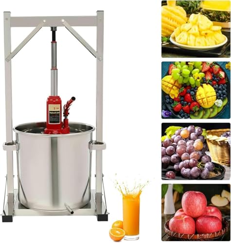 22L/5.8GAL Capacity Master Fruit Apple Cider Wine Manual Press,Stainless Steel Cider Press with Hydraulic for Cider, Grape Wine Making Supplies and Equipment~/