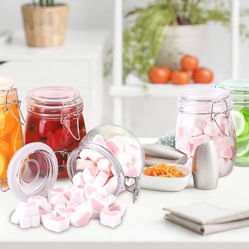 Glass Jars With Airtight Lid 32 Oz Wide Mouth Glass Containers With Lids 2 Pack Airtight Food Grade Storage Canisters With Clasp For Flour, Coffee, Sugar, pickle, Beans, Candy, Nuts, Rice, Pasta - color: 32oz 2PC