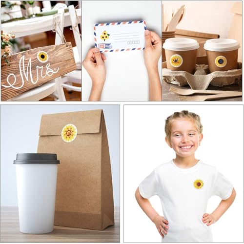 500 PCS Sunflower Roll Stickers, 8 Styles Waterproof Vinyl Floral Decals for Skateboard, Fridge, Laptop, Phone, Luggage, Trendy Stickers for Teens, Adults, Boys and Girls（Sunflower - color: Sunflower