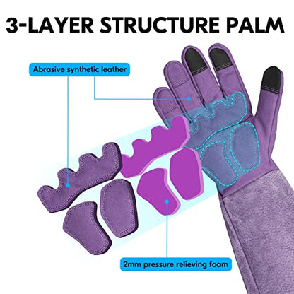Vgo... Ladies' Synthetic Leather Extended Pig Split Leather Cuff Rose Pruning Thorn Proof Garden Gloves (Size M, Purple,SL6592W) - color: 1 Pair - Purple, size: Women's Medium