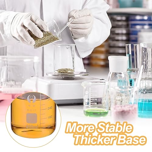 PATIKIL 400ml Low Form Glass Beaker, 6 Pack 3.3 Borosilicate Glass Graduated Printed Scale Measuring Cups with Spout for Kitchen Lab Liquids - size: 400ml