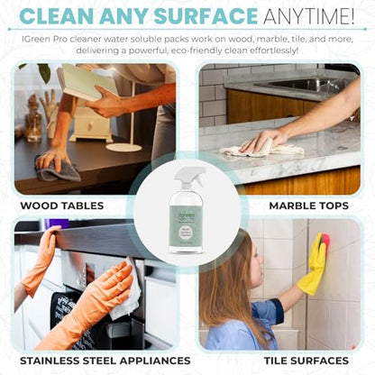 Multi-surface All Purpose Cleaner Tablets, Water Soluble,12 Pack Water Soluble Pods for Kitchen, Bathroom, Home Surfaces (12 Water Soluble Pack, Lemongrass)