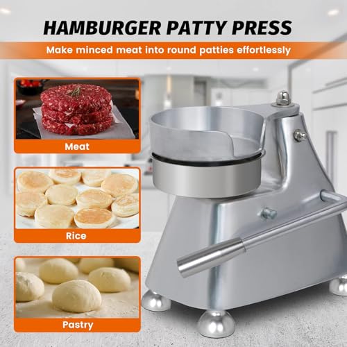 Hakka Commercial Hamburger Press Patty Maker, Stainless Steel Heavy Duty Grill Burger Press Patty Meat Tool, with Three Convertible Molds and 1200 Pcs Patty Papers, 100mm/130mm/150mm