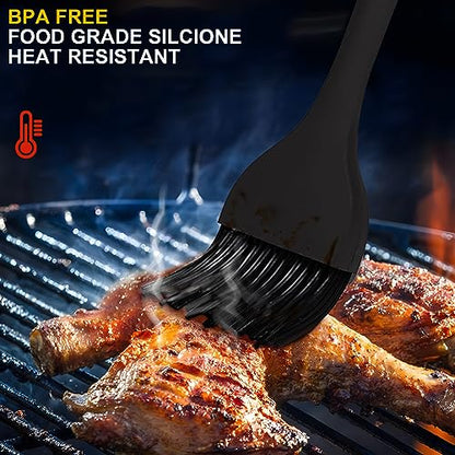 DE LINKAGE Silicone Basting Pastry Brush, Heat Resistant Cooking Brush for Oil and Sauce. BPA Free and Dishwasher Safe (2 Pcs).
