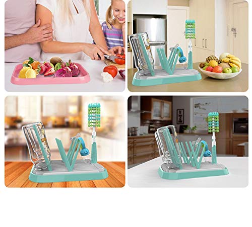 Baby Bottle Drying Rack Dryer Space Saving Travel Holder for Pump Cup Plastic Accessories - color: Green