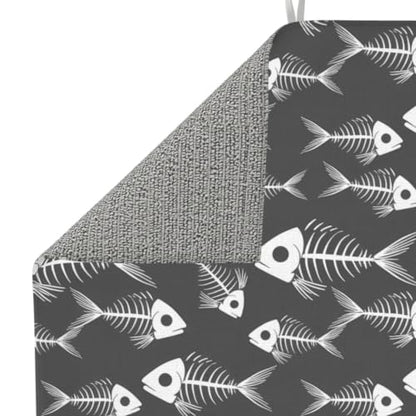 Nautical Fish Skeleton Silhouettes Dish Drying Mats for Kitchen Counter, Super Absorbent Microfiber Drainer Pad, Washable Reversible Appliance Protector, Everyday Kitchen Must-Have, 16x18 Inch - color: Nautical Fish Skeleton Silhouettes