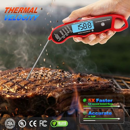 2 pcs 0.6S Instant Read Digital Meat Thermometer Probe/Pen，Factory‑Calibrated/Waterproof/Backlit/Magnetic/Flip Display/Motion Sensor:Outdoor BBQ, Barbecue Grilling, Smoking, Oven, Baking, Oil,