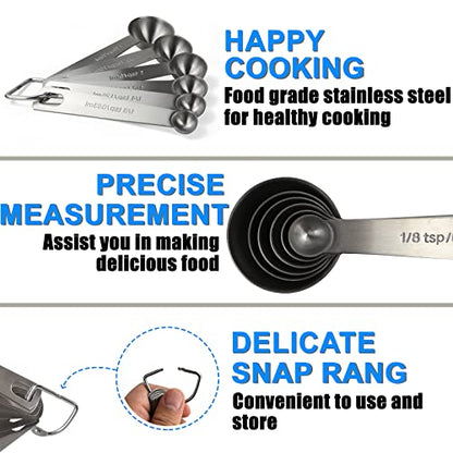 Measuring Spoons, Premium Heavy Duty Stainless Steel Measuring Spoons Cups Set, Small Tablespoon with Metric and US Measurements, Set of 6 for Measuring Dry and Liquid Ingredients - size: 6PCS